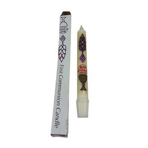 Vintage 80s First Holy Communion 9" Taper Candle "Body of Christ Amen" Eucharist